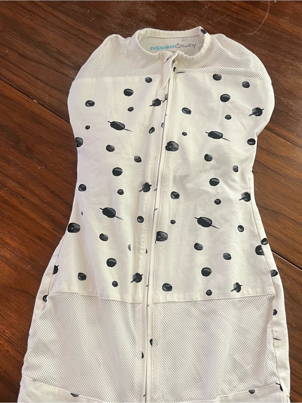 Happiest Baby SNOO White & Black Dot Swaddle One-Piece Large 18-25 lb
